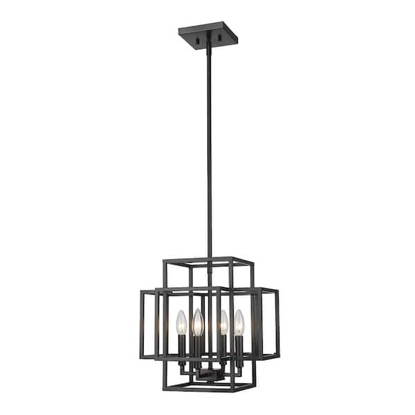 Unbranded Titania 14 in. 4-LightCage Pendant Matte Black