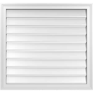 32 in. x 30 in. Vertical Surface Mount PVC Gable Vent: Functional with Brickmould Frame