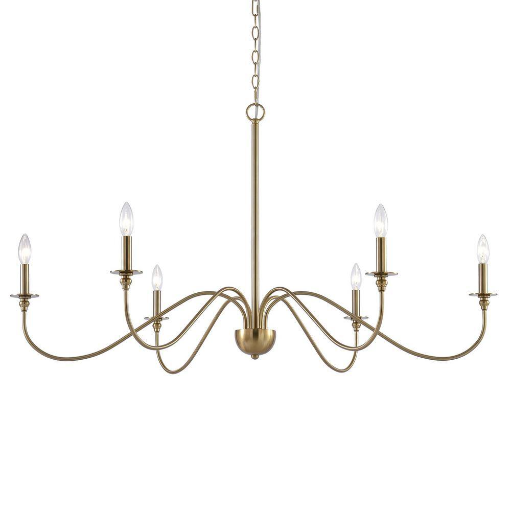Archer 60-Watt 6-Light Cool Brass Modern Chandelier, No Bulb Included price history on PriceWatchPro