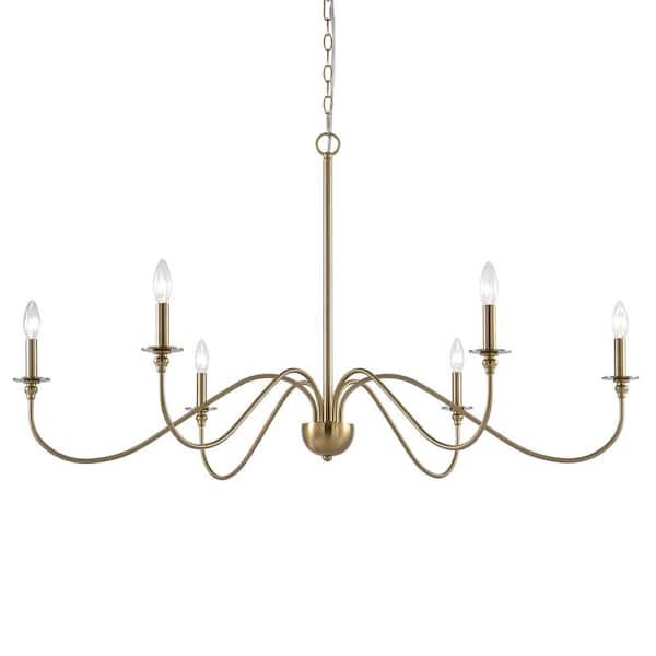 Archer 60-Watt 6-Light Cool Brass Modern Chandelier, No Bulb Included