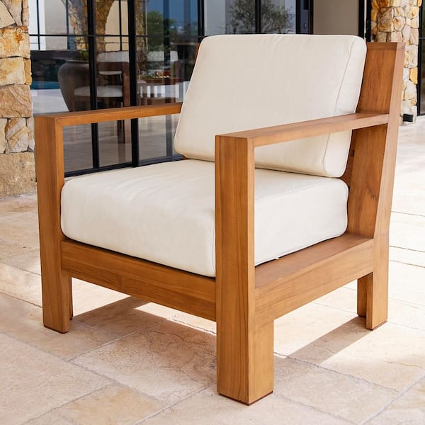Largo Teak Wood Outdoor Lounge Chair with Sunbrella Cushion