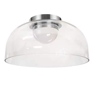 Nadine 11.75 in. 10-Watt Transitional Polished Chrome Integrated LED Flush Mount with Clear Glass Shade