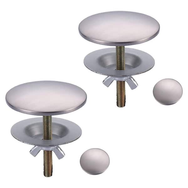 2 in. Kitchen Round Brass Sink Hole Cover in Brushed Stainless Steel (2-Pack)