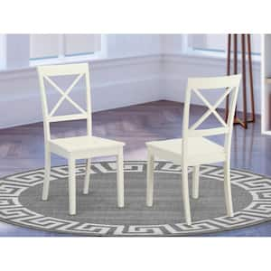 Linen White Wooden Seat Cross Back Dining Chair (Set of 2)