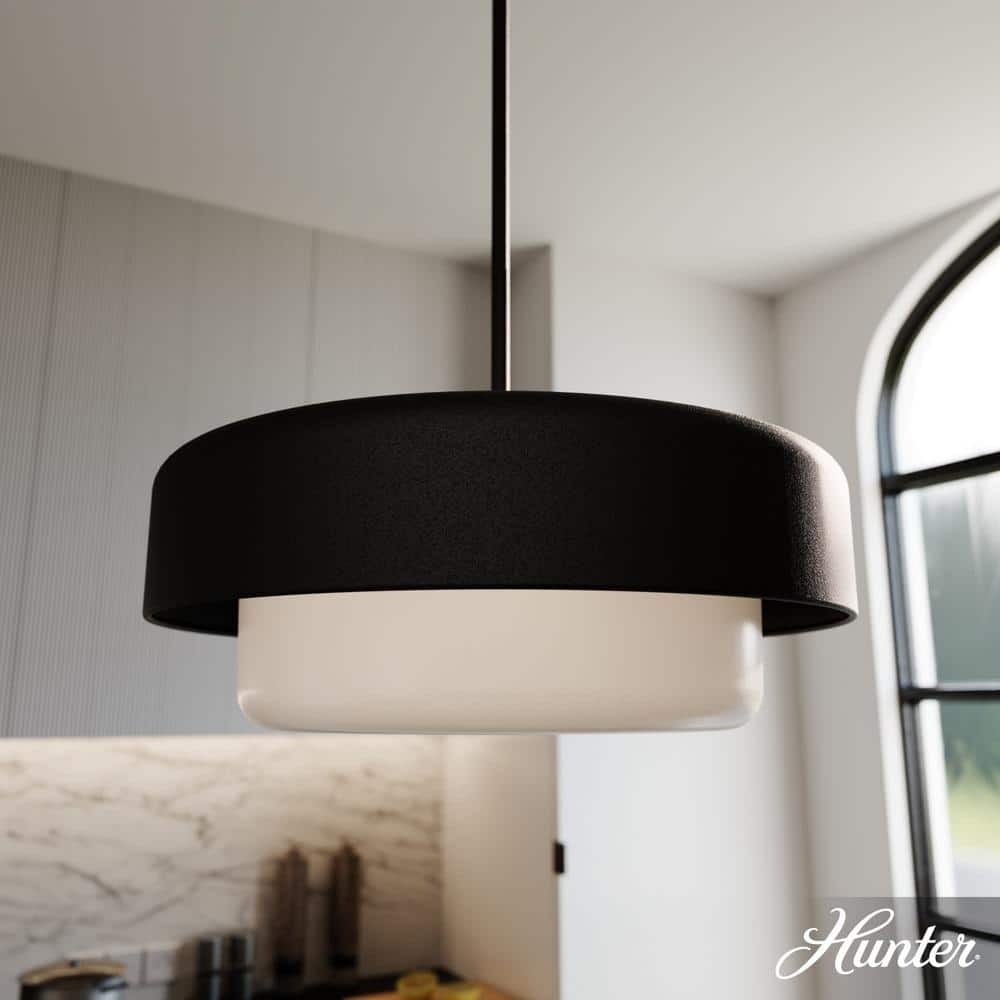 Natural Iron 18" Drum Pendant with Frosted Glass Shade