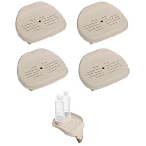 Slip Resistant Hot Tub Seat (4-Pack) with Cup Holder and Refreshment Tray