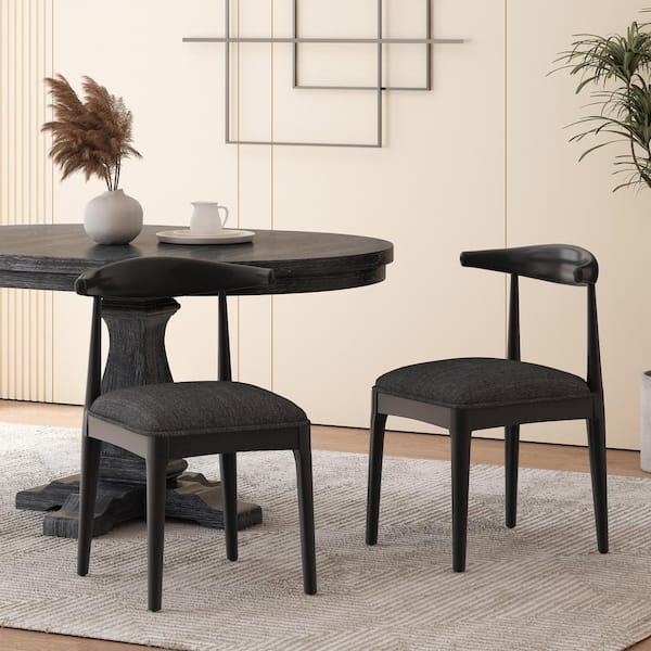 Cotterell Black and Black Textured Tweed Fabric Dining Chair (Set of 2)