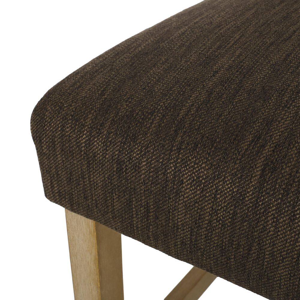 Weathered Brown Wood Button-Tufted Counter Stools, Set of 2