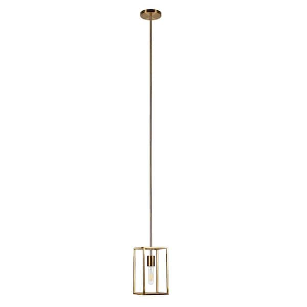 Cuadro 1-Light Brass Pendant Light with No Shade