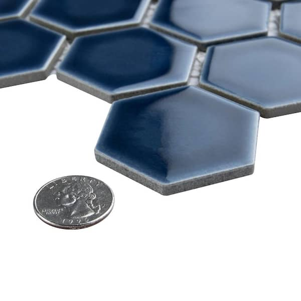 Denim Hexagon Tile  Blue Honeycomb Ceramic Tile – Mercury Mosaics