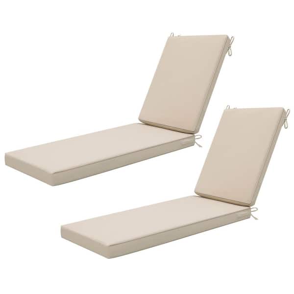 72 in. x 21 in. Waterproof Outdoor Chaise Lounge Cushion for Patio Furniture in Beige (Set of 2)