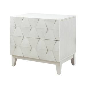 Diana White 2-Drawer Storage Nightstand with Adjustable Legs and Charging Station