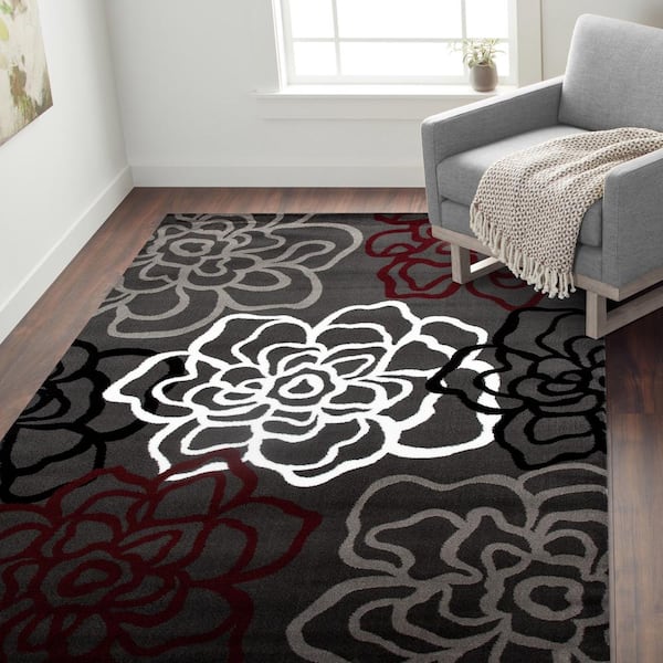 World Rug Gallery Contemporary Fl 9, Red And Gray Area Rugs