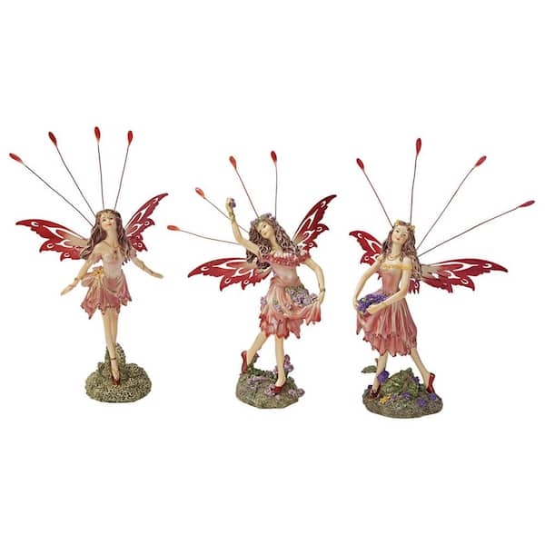 Design Toscano 8 in. H Crosstweed Meadow Victorian Fairy Statue Collection (Set of 3)