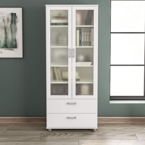 Unbranded Livramento 70 in. H x 14 in. D x 28.5 in. W White Wood China Cabinet