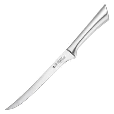 Fiskars Hard Edge 4.57 in. Stainless Steel Partial Tang Serrated Edge Small  Chef's Knife Polypropylene Handle, Single 1051749 - The Home Depot