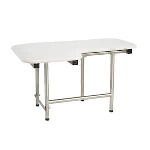 26 in. x 22.5 in. White Padded Wall Mount Folding Right-Handed Transfer Bench Shower Seat with Legs, ADA Compliant