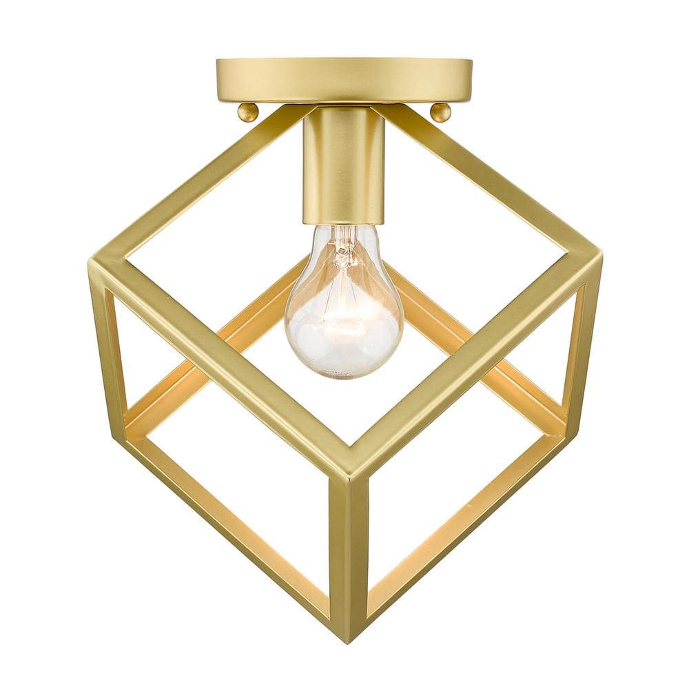 Olympic Gold Geometric Glass-Free Flush Mount Light