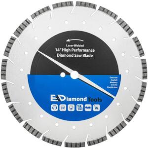 Grip Tight Tools 14 in. Premium Segmented Laser Welded Angle Drop Diamond Blade with Cooling U Gullets for Asphalt and Green Concrete B15505