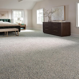 Radiant Retreat I Ocean Breeze Blue 47 oz. Polyester Textured Installed Carpet