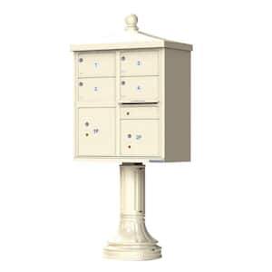 1570 Series 4-Large Mailboxes, 1-Outgoing, 2-Parcel Lockers, Vital Cluster Mailbox with Vogue Traditional Accessories