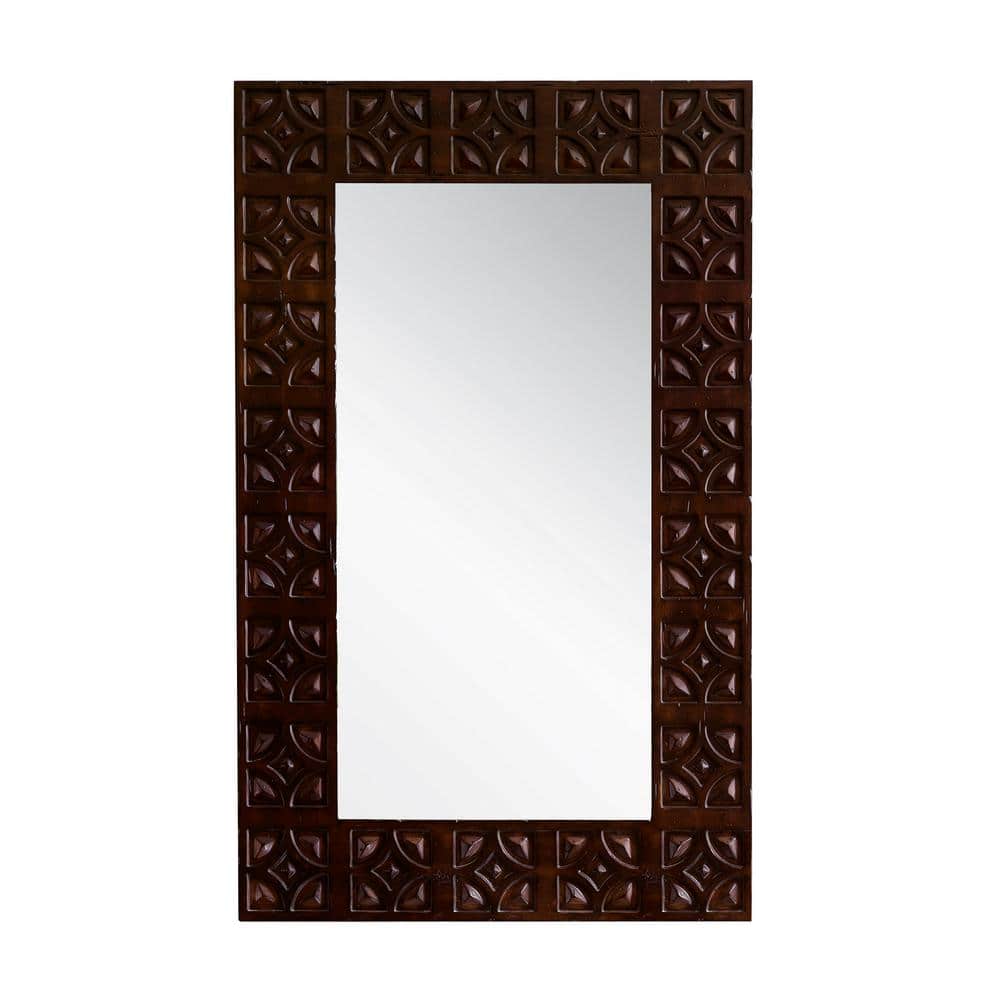 Balmoral 26.2 in. W x 42 in. H Single Framed Wall Mirror in Antique Walnut