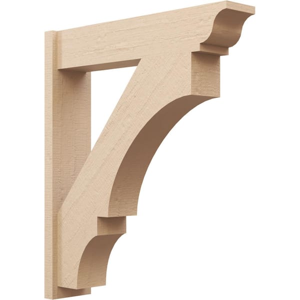Ekena Millwork 8 in. x 42 in. x 36 in. Balboa Traditional Rough Cedar Woodgrain Timberthane Polyurethane Outlooker, Primed Tan