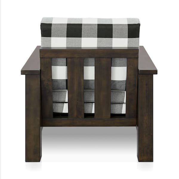 Thu Dark Walnut Fabric Accent Arm Chair With Removable Cushion