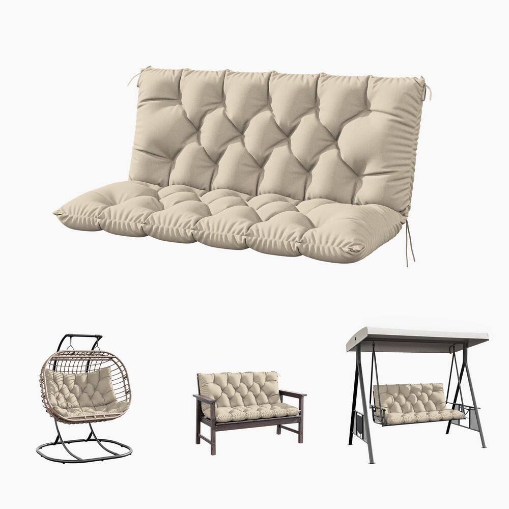 47 in. x 40 in. x 5 in. 2-Seater Contoured Replacement Outdoor Porch Swing Cushion with Backrest Bench Cushion Cream price history on PriceWatchPro