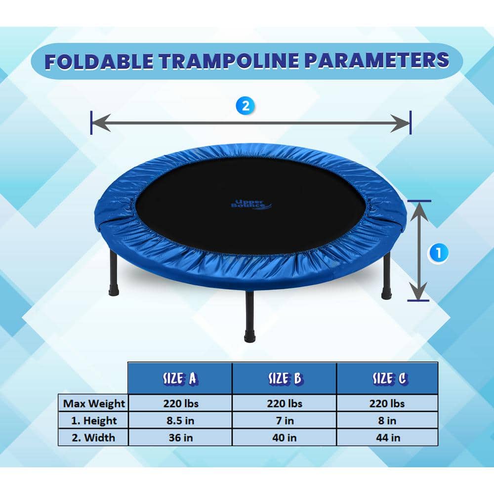 44" Blue Foldable Rebounder Fitness Trampoline with Steel Frame