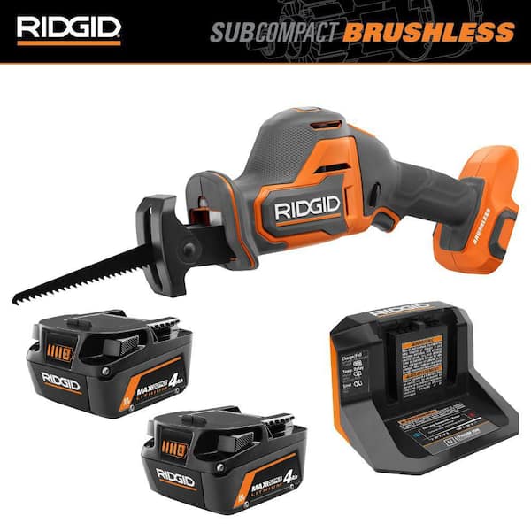 18V Max Output (2) 4.0Ah Battery and Charger with FREE 18V Subcompact Brushless One-Handed Recip Saw