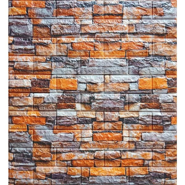Dundee Deco Falkirk Jura III 1/4 in. x 28 in. x 30 in. Peel & Stick Orange Grey Beige PE Foam Decorative Wall Paneling (10-Pack)