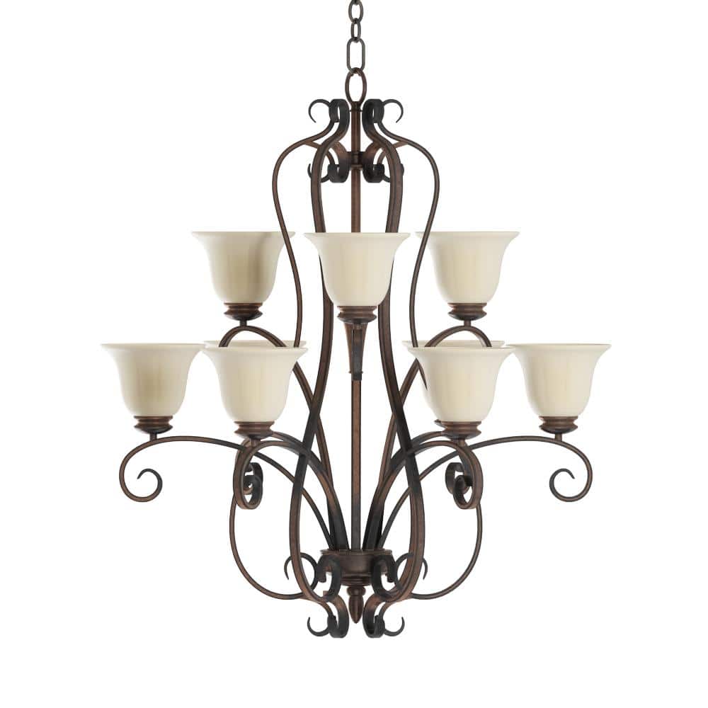 Platinum Dusk Wilshire Glass Shade 9-Light Chandelier