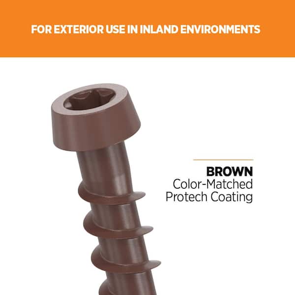 #10 2-1/2 in. Brown Star Drive Trim-Head Composite Deck Screw (100-Count)