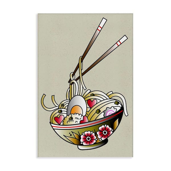Tattoo Style Ramen Bowl by Incado Unframed Food Graphic Art Print 30 in. x 20 in.