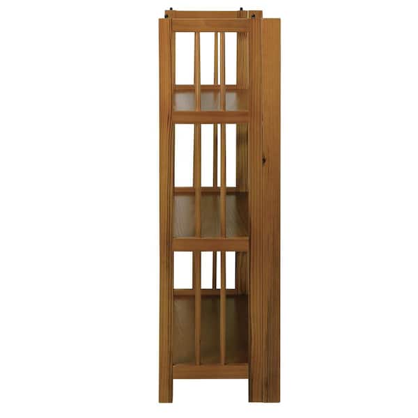 3 Shelf Bookcase Wood Etagere Folding Stackable Sleek Natural Finish Durable NEW 