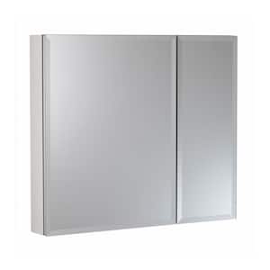 30 in. W x 26 in. H Rectangular Aluminum Surface/Recessed Mount Satin Mirrored Soft Close Medicine Cabinet with Mirror