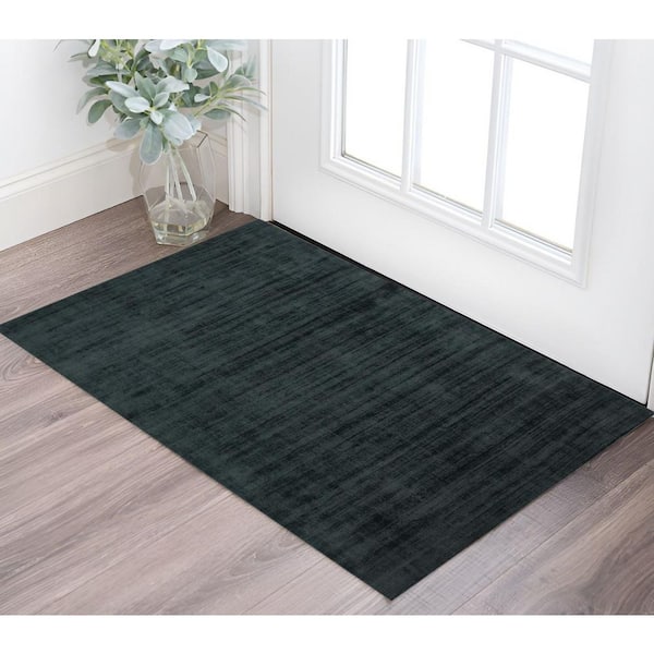 2 ft. x 3 ft. Charcoal And Black Abstract Hand Woven Area Rug