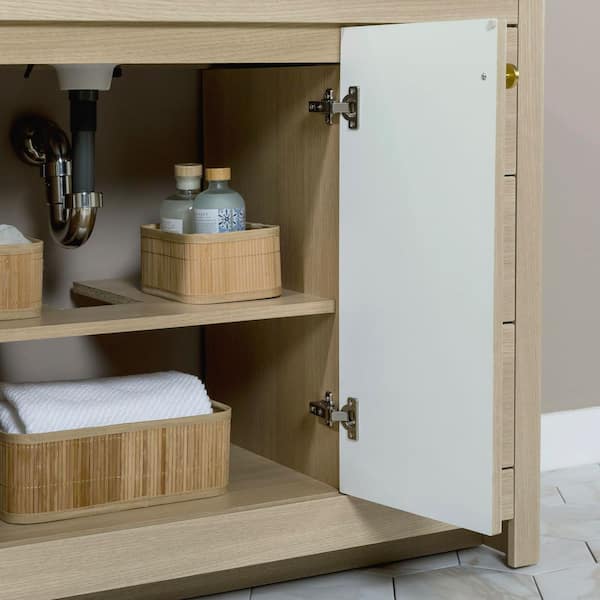 Glacier Bay Lapine 49 in. Single Sink Blond Oak Freestanding Bath