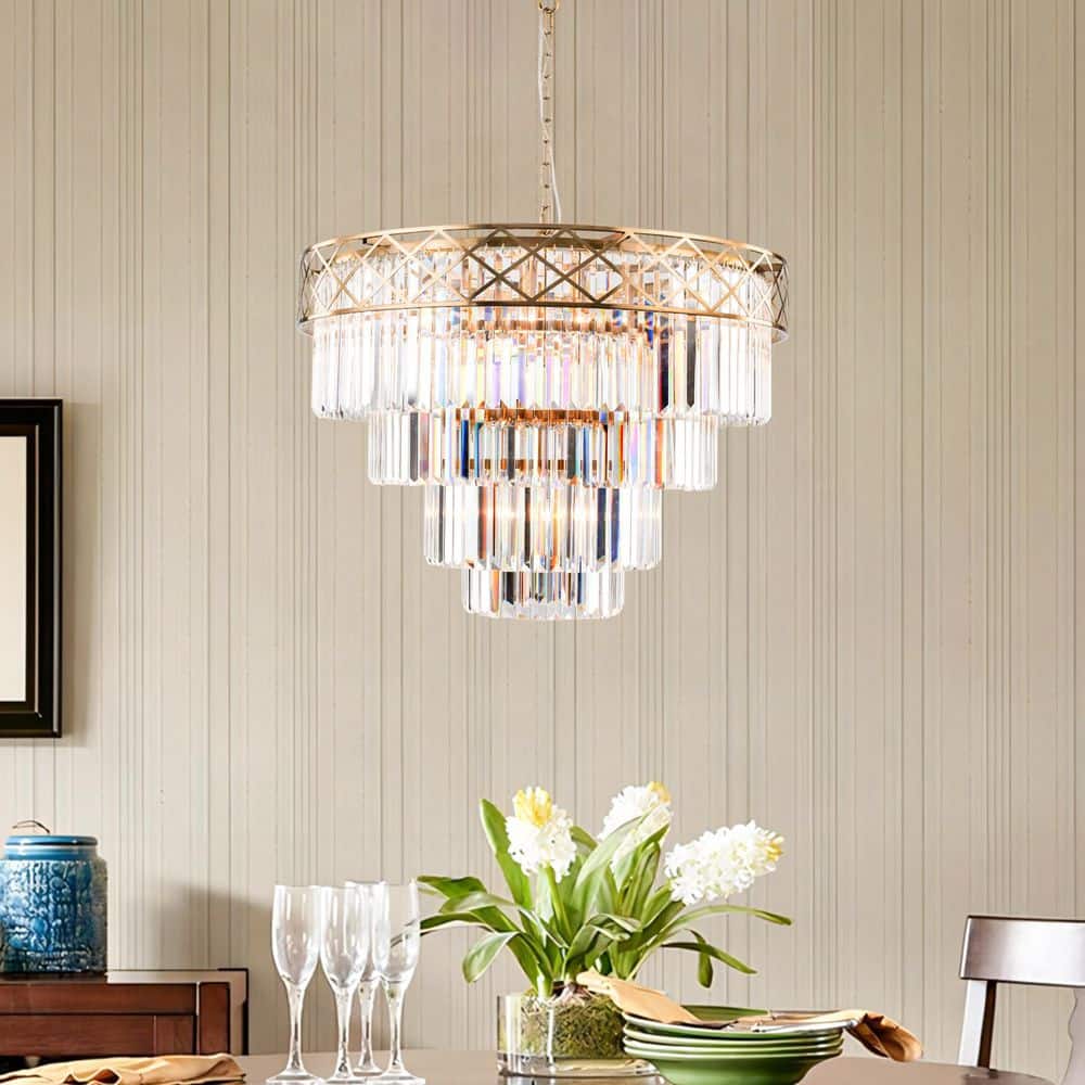 Maxax Annapolis 7-Light 31.5 in. Electroplated Brass Crystal ...