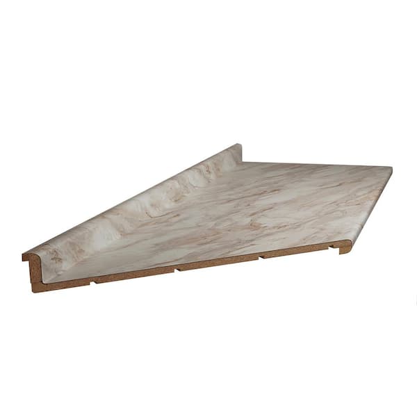 Hampton Bay 10 ft. Left Miter Laminate Countertop in Textured Drama Marble with Bullnose Edge and Integrated Backsplash