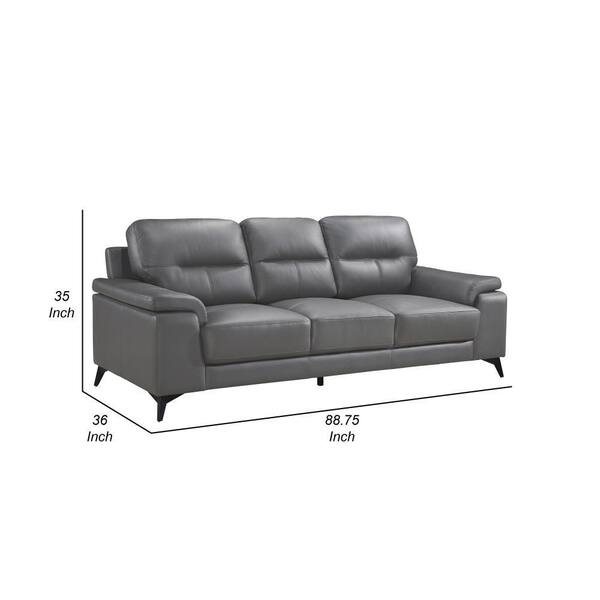 Benjara Mica 36 in. Straight Arm Faux Leather Rectangle Loose Back