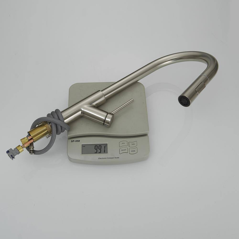 Nickel High-Arc Single Handle Pull-Down Kitchen Faucet