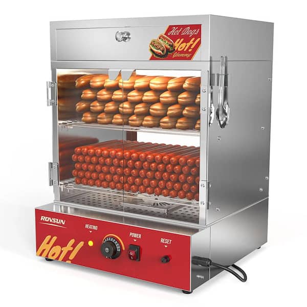 49 qt. Stainless Steel 270 Hot Dogs / 58 Buns Hot Dog Steamer Buffet Server with 1 Crocks