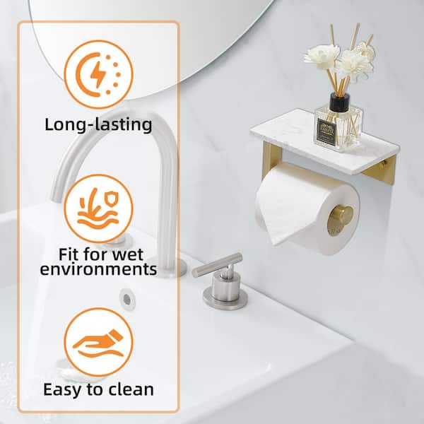 Marble Wall Mounted Single Post Toilet Paper Holder Non-Slip Tissue Roll Holder for Bathroom in Vibrant Brushed Nickel