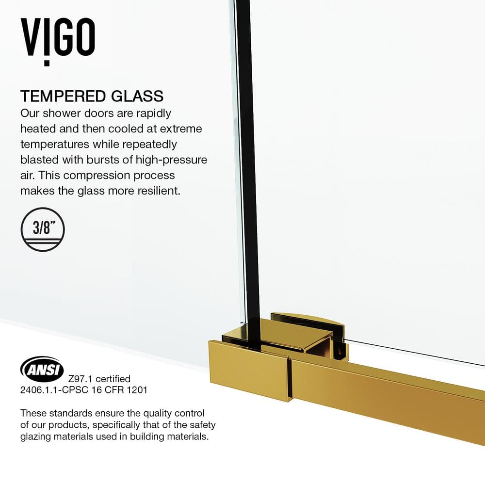 Elan 60" Frameless Tub Door with Matte Gold Finish