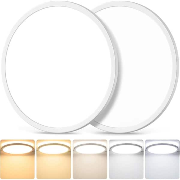 KOAOEIRS 16 in. 40W Integrated LED Flush Mount Ceiling Lights for Bedroom Kitchen,5 Color Temperatures in One,100-277V/ac,2-PACK