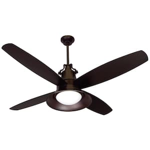Union 52 in. Indoor/Outdoor Dual Mount Flat Black Ceiling Fan Integrated LED Light Kit w/ Remote & Wall Control Included