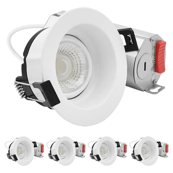 3 In. Integrated LED Regressed Gimbal LED Light, 5CCT, 9W, 750LM, 360º + 30º Rotation, Dimmable, IC Rated, ETL 4 Pack