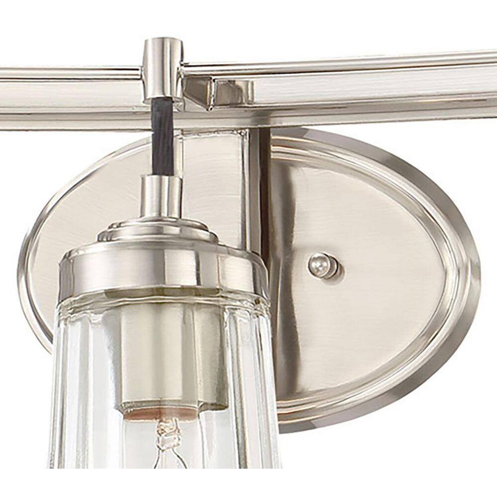 Brushed Nickel 24" Cylinder 3-Light Vanity Fixture with Clear Glass